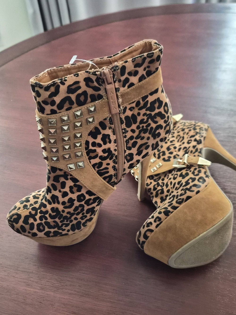 Leopard Print Studded Platform Ankle Boots - Women - Picture 3 of 14